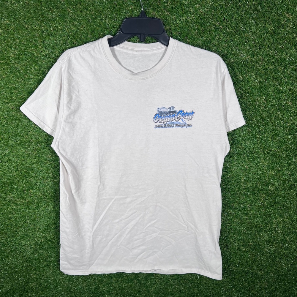 Oregon Coast Custom Car Truck Motorcycle Show 2020 Graphic T-Shirt White Small